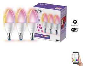 WiZ KÉSZLET 3xLED RGBW Dimmelhető izzó C37 E14/4,9W/230V 2200-6500K CRI90 Wi-Fi-WiZ WI0126