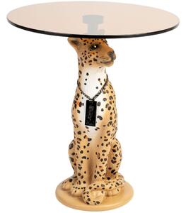 Barna oldalasztal Bold Monkey Proudly Crown Panther 40 cm üveglappal