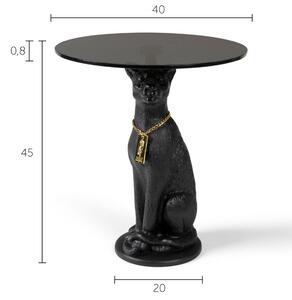 Fekete oldalsó asztal Bold Monkey Currently Crown Panther 40 cm üveglappal
