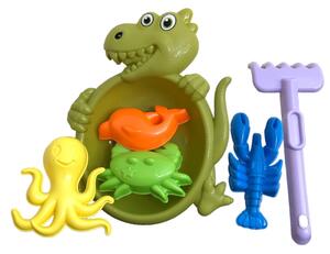 Dinos homokozó készlet 5 db eszközzel, 19x25 cm méretben
