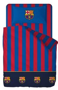 FC BARCELONA Ágynemű szett 100% pamut, ágytakaró 180x270 + gumis lepedő 105x200+28 + párnahuzat 45x125