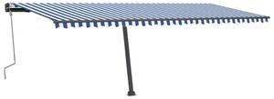 VidaXL kék és fehér kézzel kihúzható LED-es napellenző 600 x 300 cm