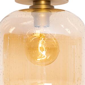 Design mennyezeti lámpa sárgaréz és borostyánsárga üveg - Zuzanna