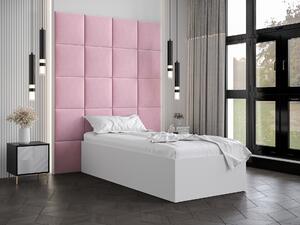 Egyszemélyes ágy kárpitozott fejtámlával 90 cm Brittany 3 (matt fehér + rózsaszín) (ágyráccsal). 1045957