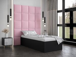 Egyszemélyes ágy kárpitozott fejtámlával 90 cm Brittany 3 (matt fekete + rózsaszín) (ágyráccsal). 1045958