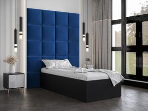 Egyszemélyes ágy kárpitozott fejtámlával 90 cm Brittany 3 (matt fekete + kék) (ágyráccsal). 1045970
