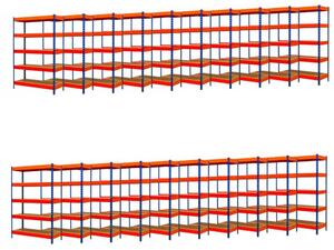 AKCIÓS CSOMAG: 20 DARAB PROFI SALGÓ POLC 2160x1400x400 mm lakkozott 5-polc, teherbírás  2000 kg - KÉK-NARANCS