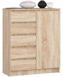 AKORD CLP K80 Komód Laminált Sonoma Tölgy 5 Fiókos