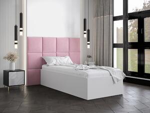 Egyszemélyes ágy kárpitozott fejtámlával 90 cm Brittany 4 (matt fehér + rózsaszín) (ágyráccsal). 1046011