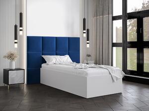 Egyszemélyes ágy kárpitozott fejtámlával 90 cm Brittany 4 (matt fehér + kék) (ágyráccsal). 1046023