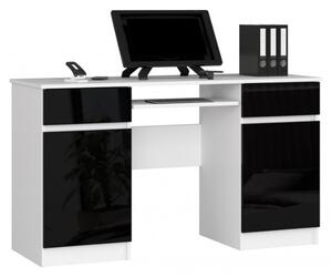 SŮLA íróasztal, 135x77x50, fehér/fekete