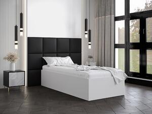 Egyszemélyes ágy kárpitozott fejtámlával 90 cm Brittany 4 (matt fehér + fekete) (ágyráccsal). 1046032