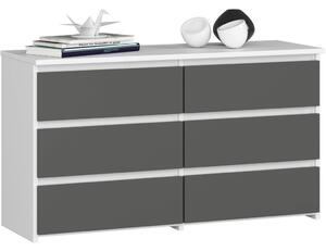 AKORD CL100 Modern 6-Fiókos Komód Laminált Fehér-Szürke