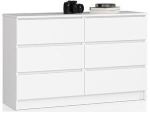 AKORD CLP K120 Komód 6 Fiókos Laminált Fehér Matt