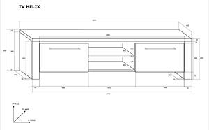 TV asztal/szekrény Helix (szilva + fényes fekete). 780043