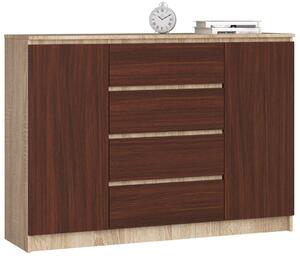 AKORD CLP Komód Sonoma Tölgy/Wenge Laminált 4-Fiókos