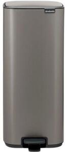 Brabantia Bo Pedal Bin pedálos hulladékgyűjtő szagmentesen záródó Soft-Close fedél, karcsú, négyzetes forma, műanyag tartály, 30L - O méret, acél, platinaszürke - 238161