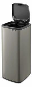Brabantia Bo Touch Bin nyomófedeles hulladékgyűjtő, karcsú, négyzetes forma, műanyag tartály, 30L - O méret, acél, platinaszürke - 238260