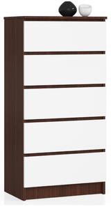 AKORD Modern K60 Komód 5 Fiókos Wenge-Fehér Laminált