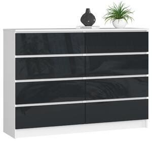 AKORD CLP K140 Modern Komód 8 Fiókos Magasfényű Grafit