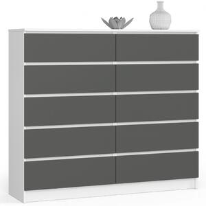 AKORD CLP 10-fiókos Komód Laminált Fehér-Szürke