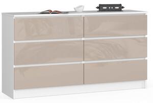 AKORD CLP K140 Komód 6 Fiókos Magasfényű Cappuccino