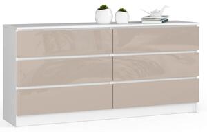 AKORD CLP K160 Cappuccino Magasfényű 6-Fiókos Komód