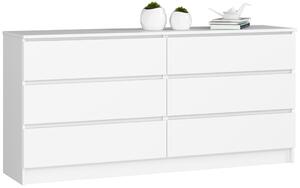 AKORD CLP K160 Komód 6 Fiókos Laminált Fehér