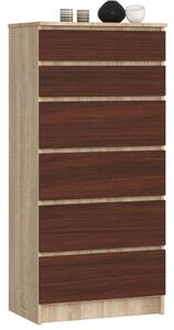 AKORD CLP 6-Fiókos Komód Sonoma Tölgy/Wenge Laminált OP0PK-6DABVEN001