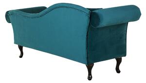 Chesterfield Stílusú Smaragdzöld Elegáns Bársony Dívány Bal Oldali LATTES