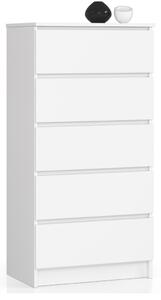 AKORD CLP K60 Magas Fiókos Komód Laminált Fehér Matt