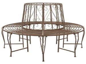 VidaXL Fa pad 8-Ülőhelyek száma Ø 160 x 89 cm Acél Antik Barna Kerek