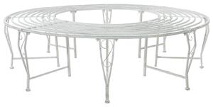 VidaXL Kör alakú pad fákhoz, 8 személyes, Ø 160 x 44 cm, acél, antik fehér