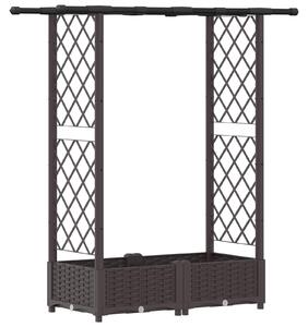 VidaXL Magasított ágyás rácsos kerítéssel és tetővel barna 122,5 x 40 x 123 cm PP