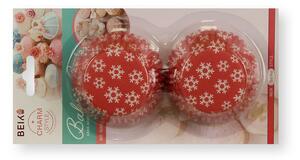 50 db-os piros alapon hópelyhes karácsonyi muffin papír