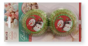 50 db-os piros és zöld színű hóemberes karácsonyi muffin papír