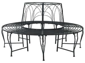 VidaXL Kör alakú pad fák köré, 8 személyes, Ø 160 x 89 cm, acél, fekete