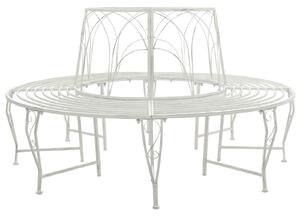 VidaXL Kör alakú pad fához, 8 férőhelyes, Ø 160 x 89 cm, acél, antikfehér
