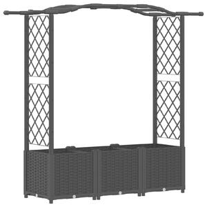 VidaXL Emelt ágyás ráccsal és tetővel, Fekete, 164 x 40 x 142 cm, PP