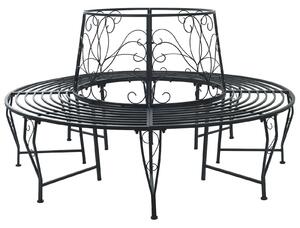 VidaXL Kör alakú pad fához, 8 férőhelyes, Ø 160 x 89 cm, acél, fekete