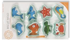 8 részes tengeri állatok műanyag süti kiszúró készlet