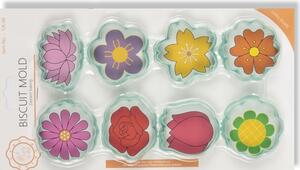 8 részes különböző virágok műanyag süti kiszúró készlet