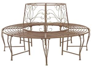 VidaXL Kör alakú pad fák köré, 8 személyes, Ø 160 x 89 cm, antik barna acél