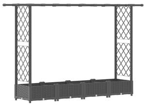 VidaXL magasított ágyás rácsokkal és tetővel, fekete 203 x 40 x 123 cm PP