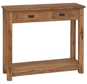 VidaXL Natúr konzolasztal 90 x 30 x 80 cm tömör tíkfa