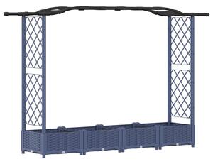 VidaXL Emelt ágyás rácsos fallal és tetővel, szürke, 207 x 40 x 126 cm, PP