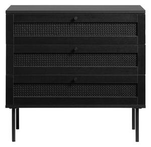 Fekete alacsony komód tölgyfa dekorral 80x75 cm Pensacola – Unique Furniture