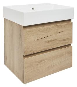 Fürdőszobaszekrény 2 fiókos mosdókagylóval SAT B-Way 59x50x45 cm BWAY260OAKU2BI