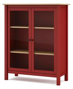 Piros-natúr színű borovi fenyő tálalószekrény 90x110 cm Misti – Marckeric