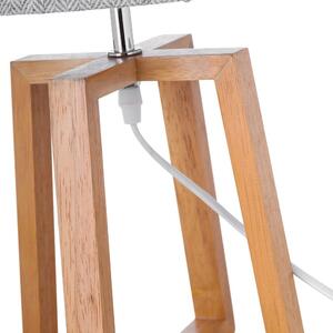 Szürke-barna tömörfa asztali lámpa textil búrával (magasság 44 cm) – Casa Selección